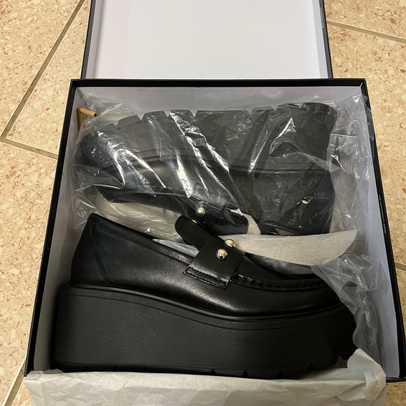 Vicky Black Leather Platform sz 10 - Picture 5 of 15